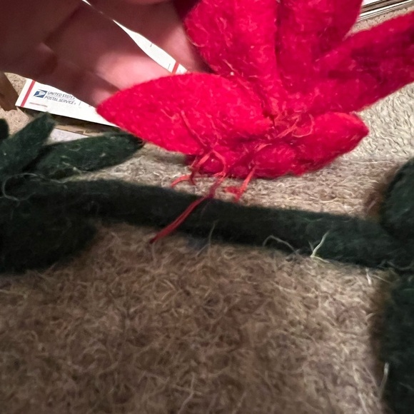 Hand Felted Wool Christmas Pillow - JOY Wreath in Natural Gray - 20" - Picture 4 of 5